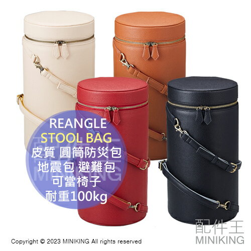 日本代購 REANGLE 皮質 圓筒防災包 STOOL BAG 可當椅子 地震包 避難包 緊急 逃生 耐重100kg