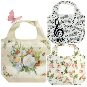 日本高雅玫瑰/音符隨身攜帶環保袋購物袋可肩背可手提袋防潑水提背袋[野櫻花]