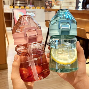 水杯女夏季兒童塑料吸管杯子高顏值簡約便攜小學生創意網紅款水壺