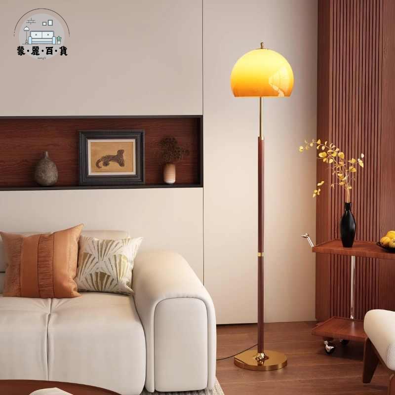 落地燈 立燈 110v燈具 臥室落地燈 蘑菇落地燈客廳2025新款實木中古ins少女臥室床頭燈高級感裝飾燈免運 開立發票 工廠直銷 全館折扣 售後保障 m5521
