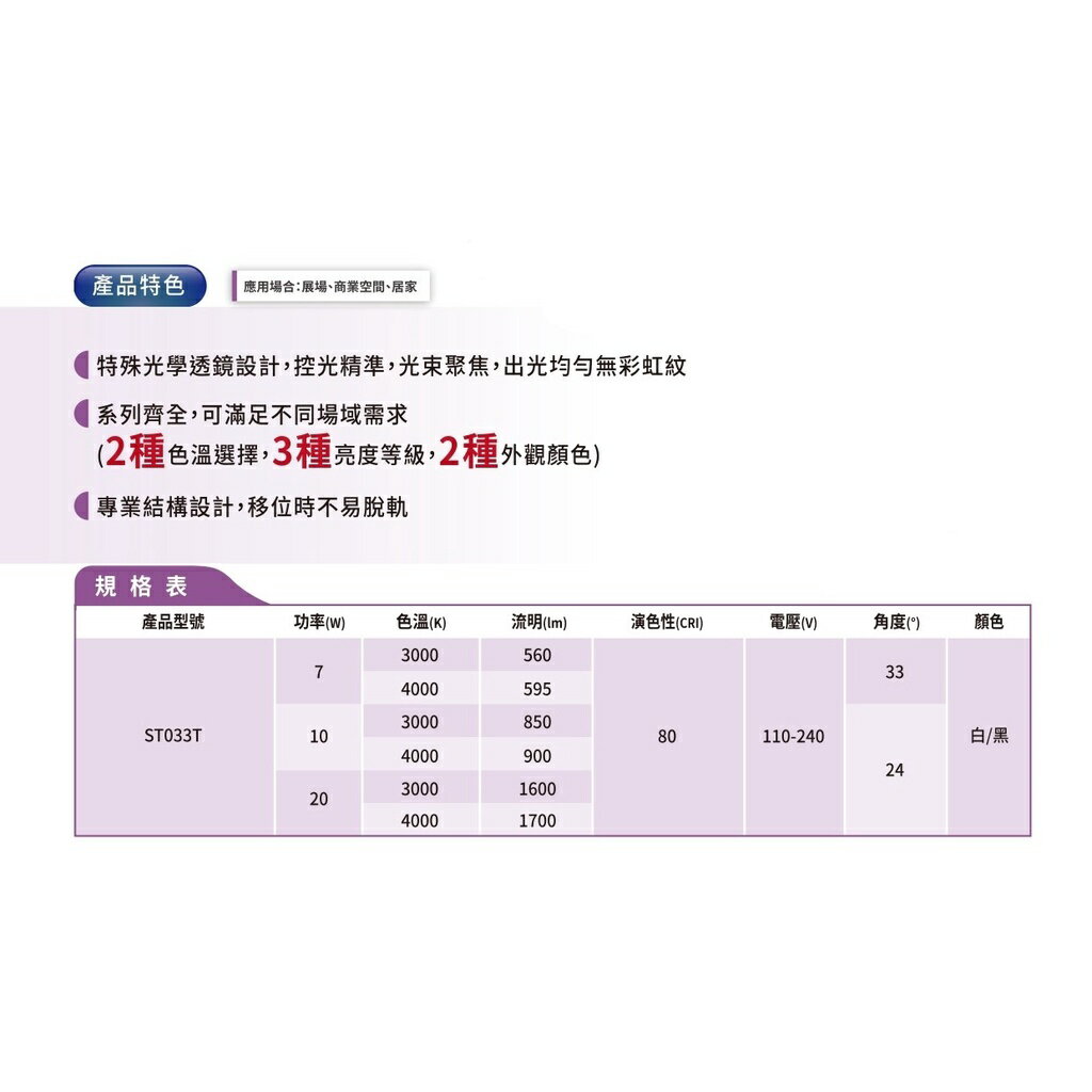 PHILIPS飛利浦 LED ST033T 7W 33D 10W 20W 24D 全電壓 黑殼 白殼 軌道燈 2