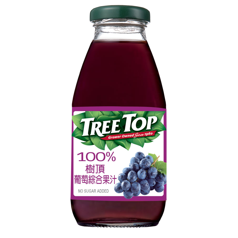 樹頂TREE TOP 100%綜合葡萄汁 300ml x 24瓶 免運 果汁 水果汁 餐卷 瓶裝飲料 飲品 麵包店 玻璃瓶 原汁 樹頂 葡萄汁 藍莓(HS嚴選)