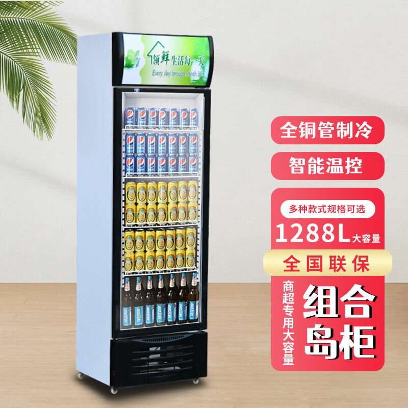 [臺灣公司貨 可開發票]單門下機大容量飲料櫃商用冰櫃冷藏直冷風冷保鮮櫃超市展示櫃冰箱