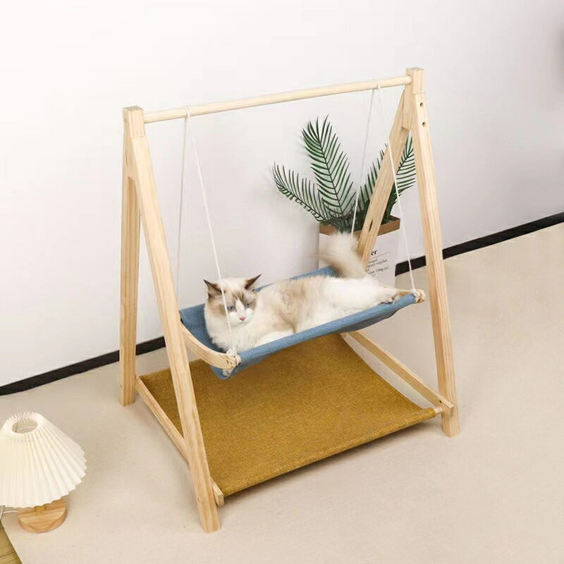 寵物吊床 貓鞦韆 貓咪木質掛式貓窩 透氣貓床 寵物睡墊 寵物 夏日降溫神器 木質 可拆卸組裝 可換洗