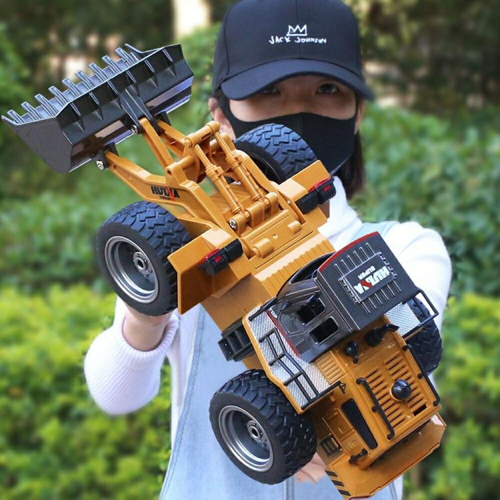 玩具車 匯納遙控推土機合金2.4G無線鏟土挖掘機兒童工程鏟車玩具可充電動