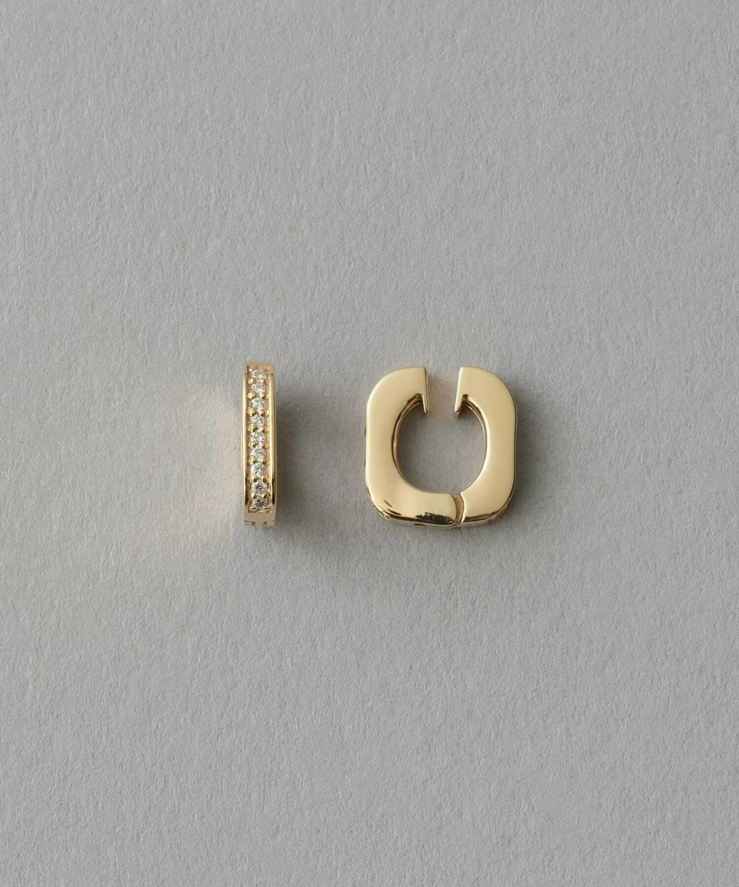 [bijoux] ete  K10YG 雙面黑白鑽耳夾耳環  | 耳環 送禮 情人節 [Rakuten Fashion]