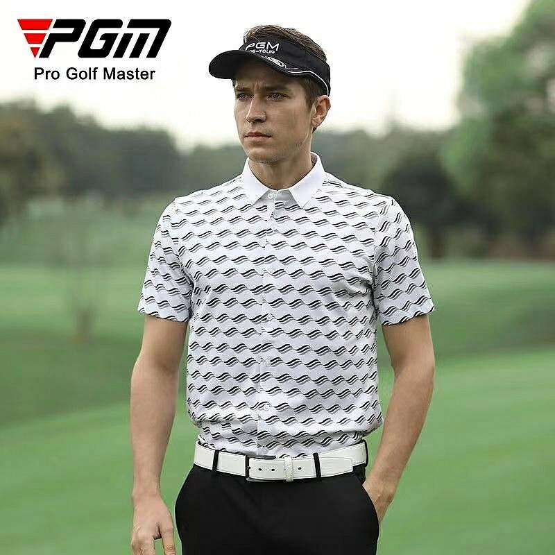 夏季新款高爾夫PGM短袖球衣男裝T恤快乾運動休閒polo衫透氣彈力