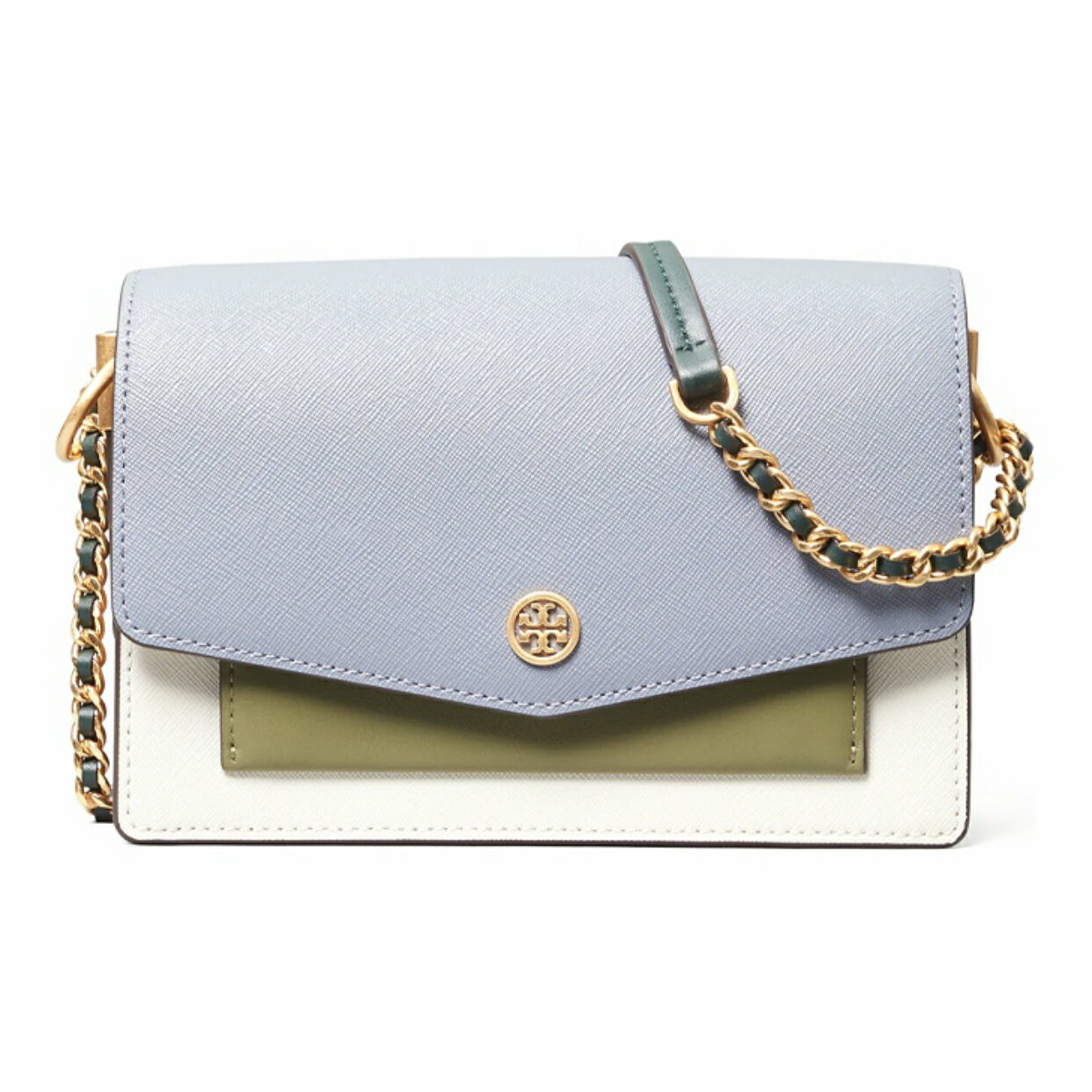 精選★TORY BURCH TB Robinson 簡約拼色可調節肩帶皮革 迷你女款單肩包斜挎鏈條包 80758~【購物節★菲尼斯 國際精品3折起 春夏新品 換季下殺】
