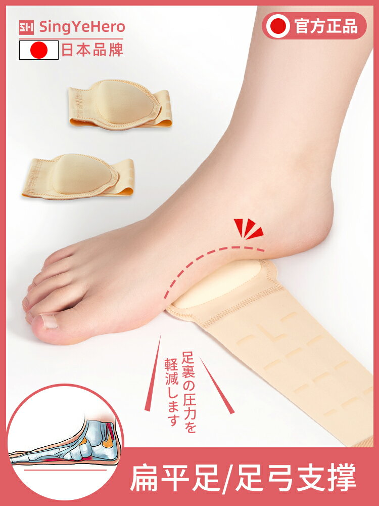 日本乳膠足弓墊扁平足兒童成人腳弓平底支撐腳心墊矯正矯形器鞋墊
