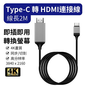 type-c 轉 HDMI 即插即用 線長2M 4K ULTRA HD