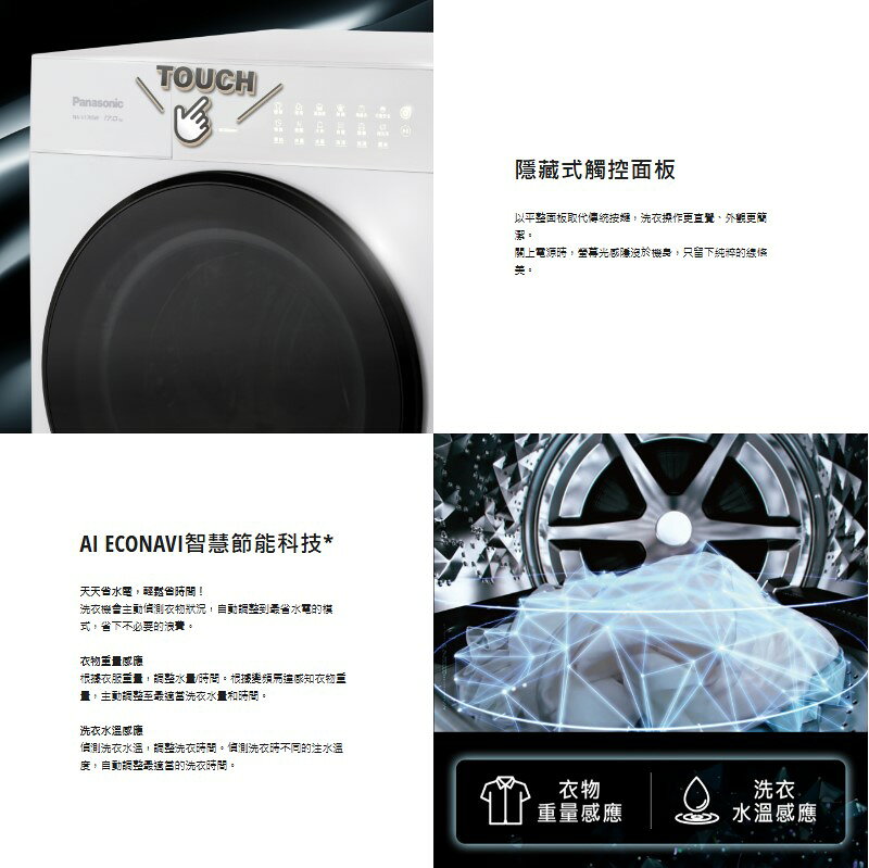 【Panasonic/國際牌】15kg/17kg 溫水滾筒洗衣機  NA-V150SW/NA-V170SW 3