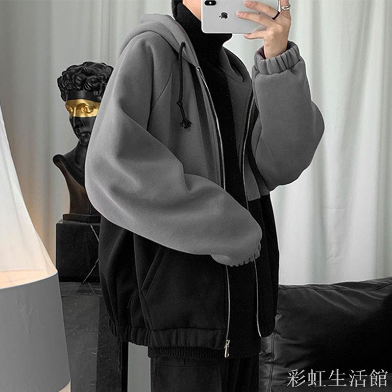秋冬衛衣男潮ins連帽百搭潮流帥氣寬松男生外套冬季加絨加厚衣服