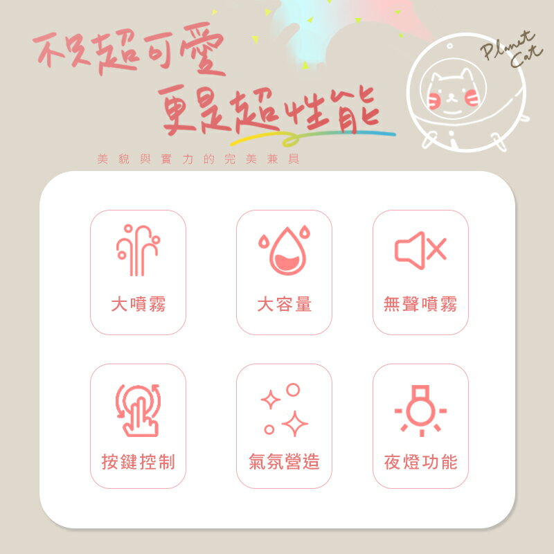 【台灣現貨】全網最萌 喵星球加濕器 芬香機 夜燈模式 肌膚保濕 加濕機 加濕器 噴霧機 香氛機 薰香器 擴香機 精油 1