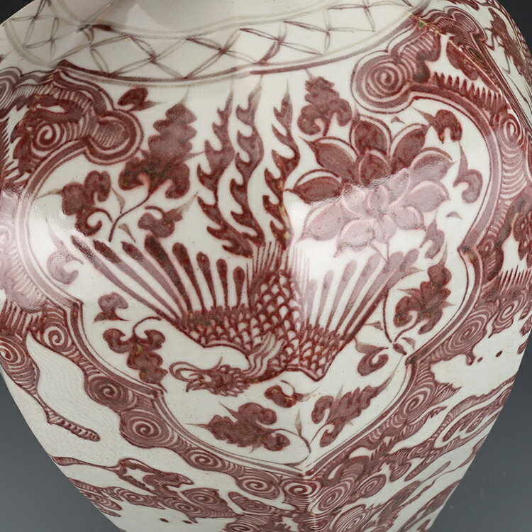 明洪武釉里紅龍鳳紋八棱梅瓶仿古瓷器古董古玩收藏品真品老貨舊貨| 協貿