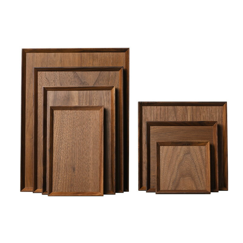 【喜挖】黑胡桃木中式木質託盤 方形西餐水果披薩盤咖啡乾果紅色盤子 4