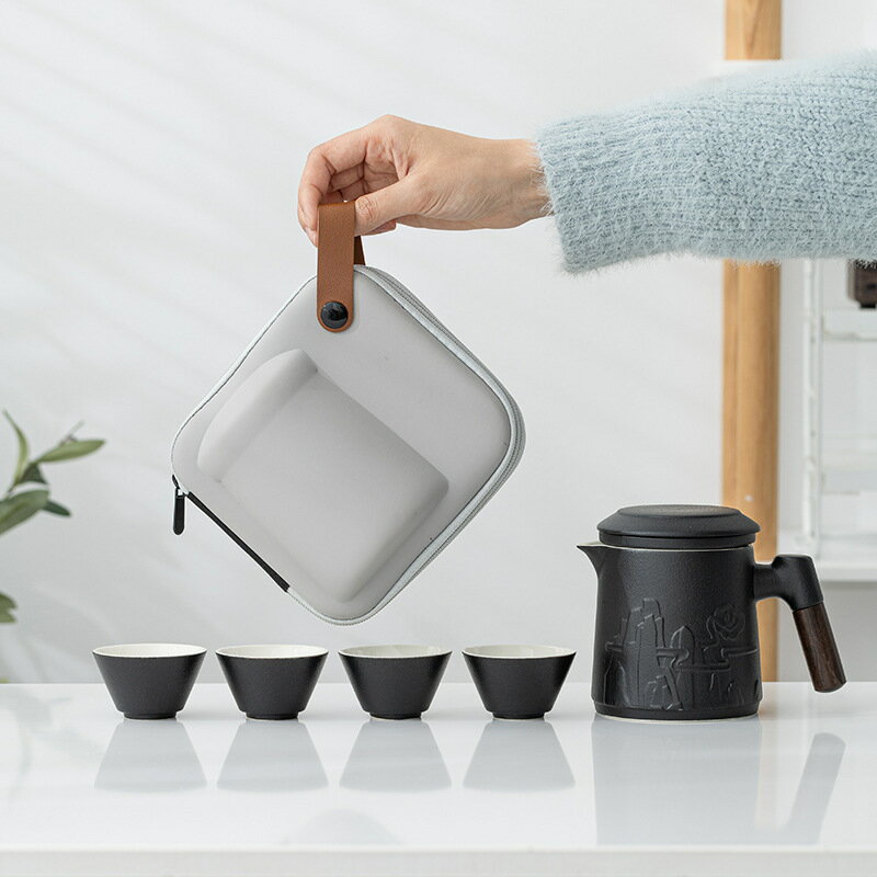 快速出貨 公司貨 旅行茶具便攜式商務禮品印製logo戶外露營茶具套裝收納包高檔茶具