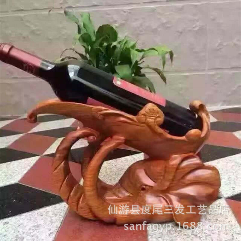 美琪 (實用好物) 草花梨洋動物酒架 紅酒酒架實木展示架