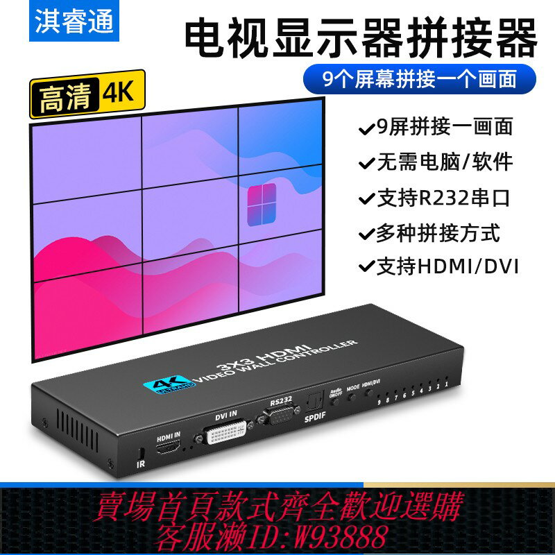 {臺灣公司貨 可打統編}HDMI拼接器1進4出高畫質影片畫面分割螢幕控制器分屏器液晶電視盒子