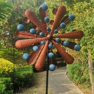出口歐美庭院花園公園風力旋轉鐵藝落地戶外裝飾DIY大號風車