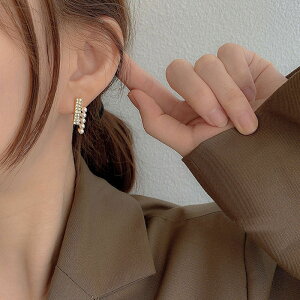 S925銀針珍珠耳釘女2021年新款潮耳環韓國氣質網紅簡約小耳墜耳飾