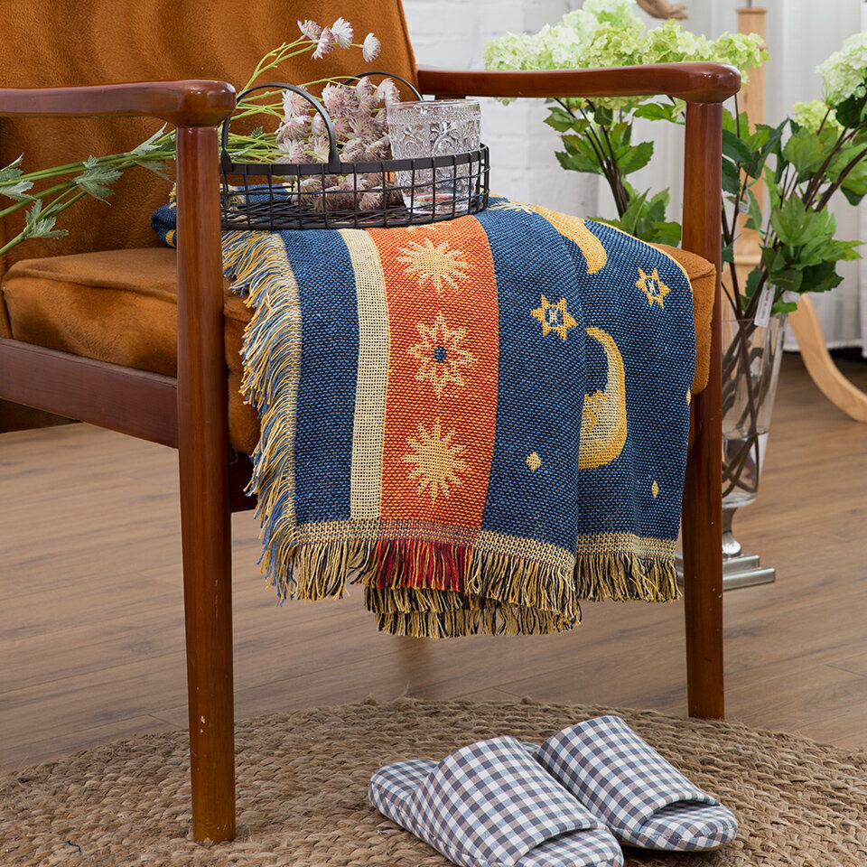 宜家►美式太陽神提花梭織線毯 沙發布 全蓋沙發套 雙人180*230cm