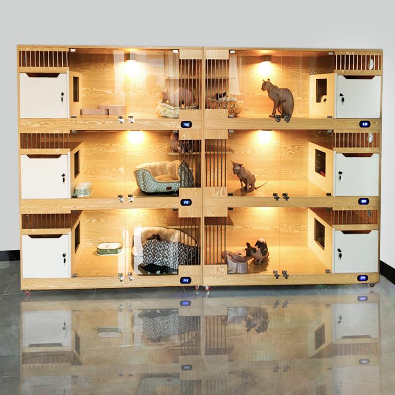實木三層貓別墅籠貓窩展示櫃繁育寵物貓咖寄養櫃貓咪產房貓舍貓櫃