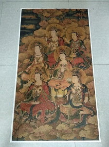 明-王勤-等覺位十地菩薩像絹本79X141cm微噴復制畫佛教人物裝飾畫