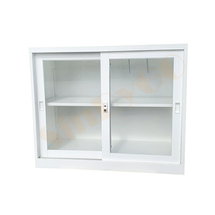 【鑫蘭家具】UG2A 白色二層玻璃公文櫃H74公分 檔案櫃 書櫃 展示櫃 收納櫃