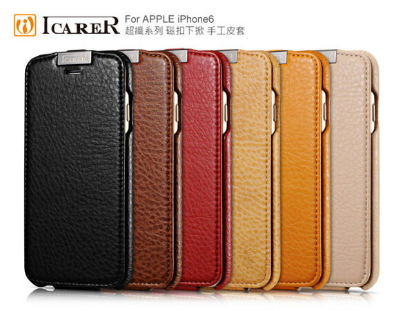 ICARER 超纖系列 iPhone 6 4.7 磁扣下掀 手工皮套 手機殼 / 米白【出清】【APP下單最高22%回饋】