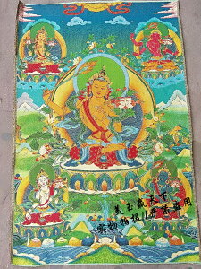 佛教密宗唐卡文殊菩薩畫像 刺繡佛教掛畫 尼泊爾織錦畫絲綢裝飾畫