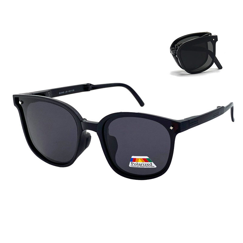 【新品】折疊墨鏡 韓國明星款偏光墨鏡 大框時尚墨鏡 黑灰色 男女適用 偏光摺疊太陽眼鏡 防眩光 抗UV400 0