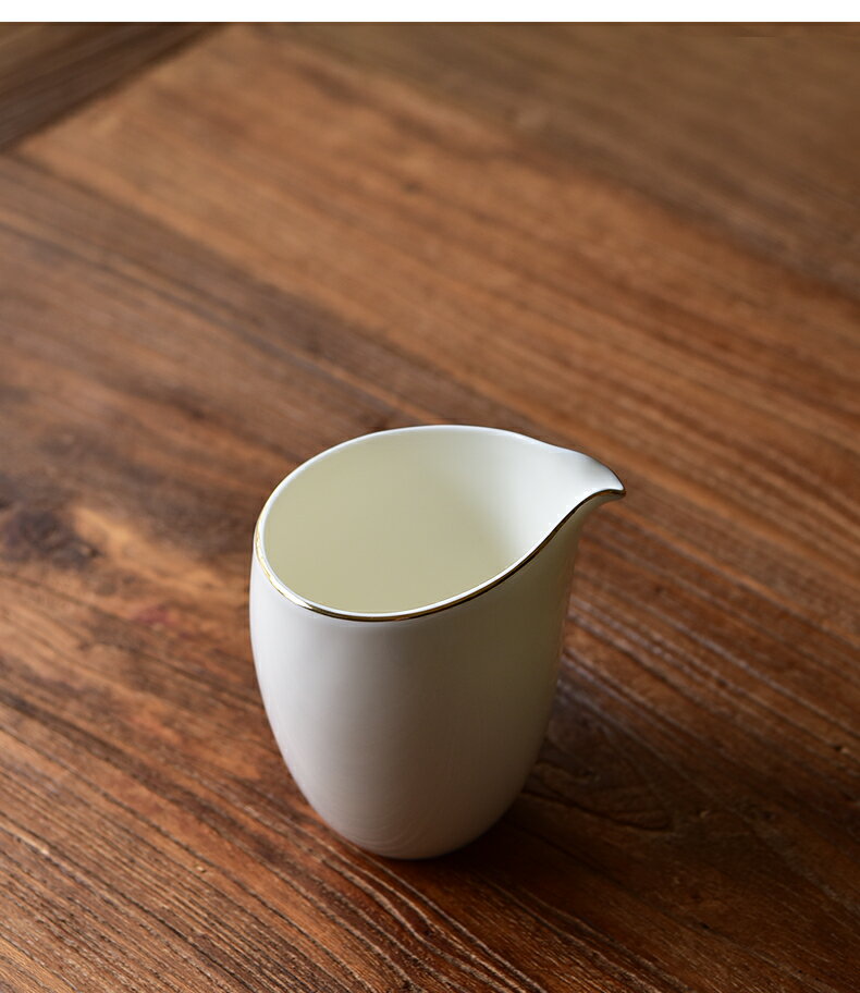 荷葉口凝脂玉瓷公道杯 描金瓷公杯 勻杯 分茶器 陶瓷茶具配件茶海 7
