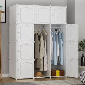 衣櫃 簡易衣柜現代簡約布組裝家用臥室加厚掛衣櫥出租房用塑料收納柜子TW