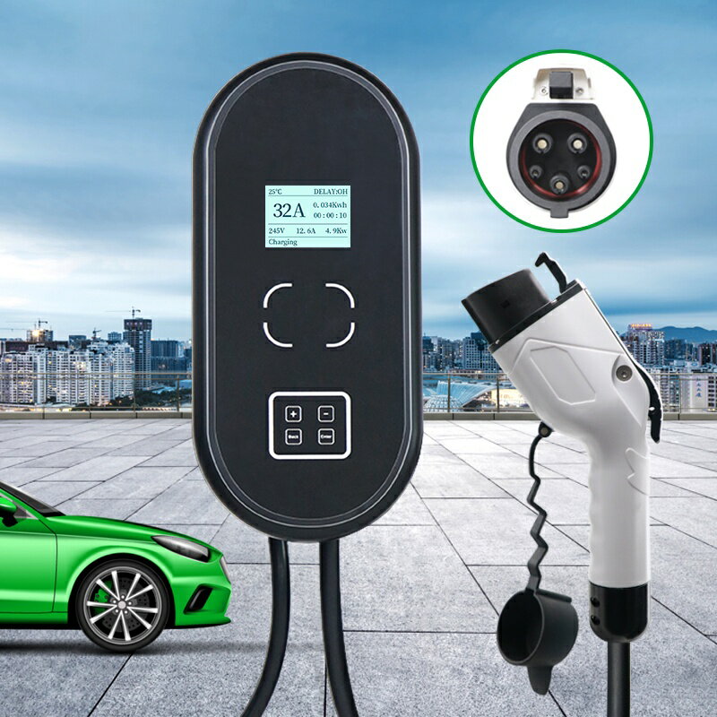 7KW壁掛式充電樁32A家用充電器J1772美標日標TYPE1充電線特斯拉保時捷沃爾沃現代豐田 3