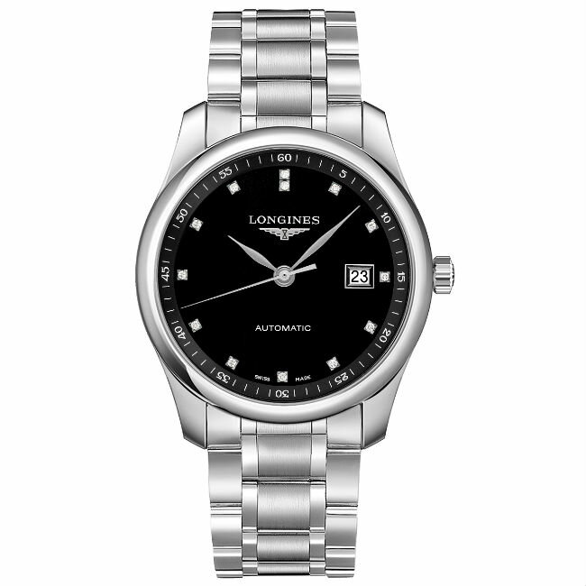 LONGINES 浪琴表 L27934576 巨擘經典優雅晶鑽機械腕錶/黑面38.5mm