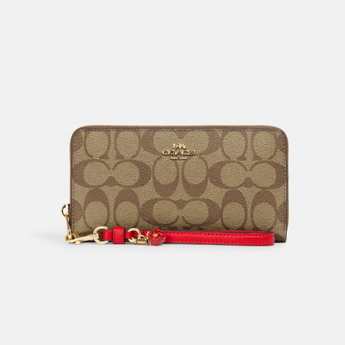 COACH 長皮夾3 折Long Zip Around Wallet In Signature Canvas With
