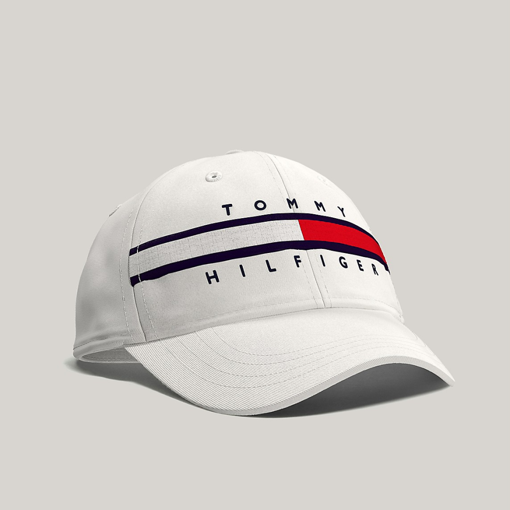 Tommy Hilfiger 經典刺繡LOGO旗幟條紋棒球帽 帽子 遮陽帽 T14438 白色(現貨)▶指定Outlet商品5折起☆現貨【送禮首選★APP下單點數4倍送】