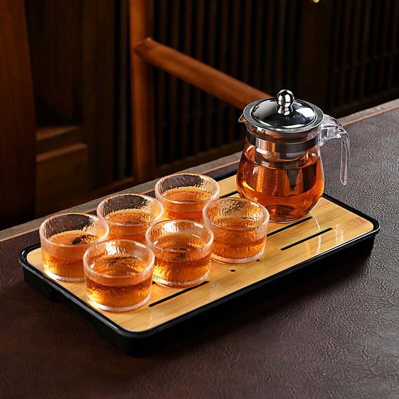 瀾揚耐熱玻璃茶具套裝整套家用辦公客廳功夫茶杯茶壺泡茶器茶盤E