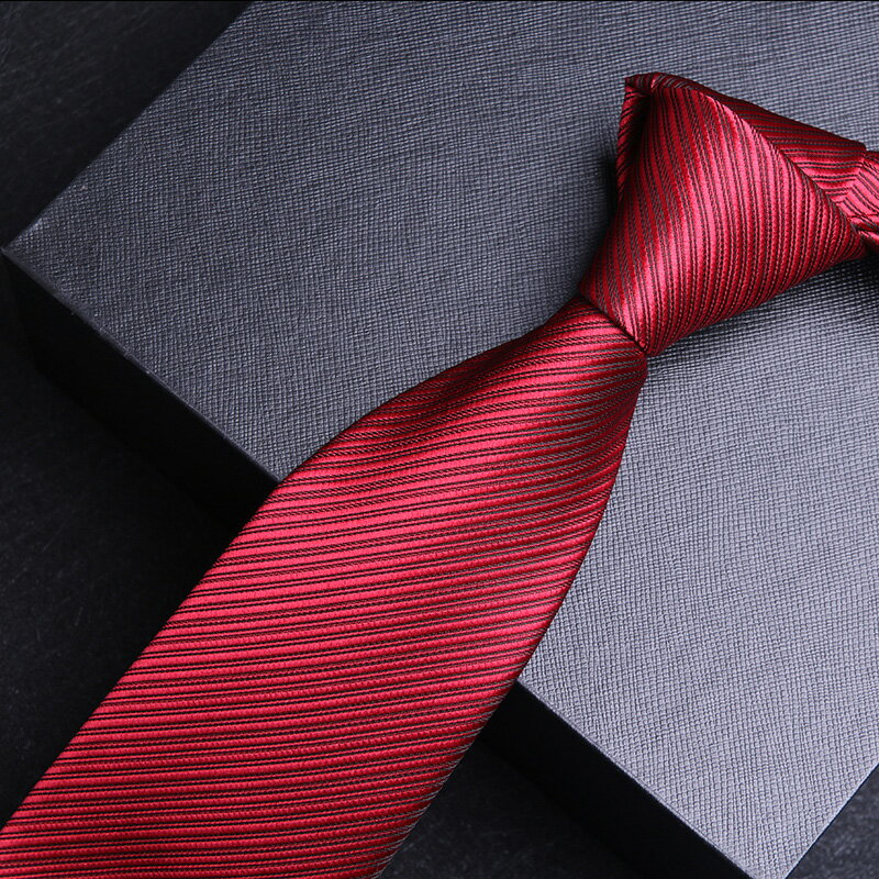 獵尚 酒紅色細紋領帶工作聚會領帶正裝襯衣領帶 喜慶新郎領帶