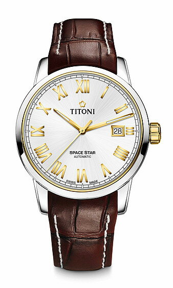 TITONI瑞士梅花錶天星系列83538SY-ST-561經典羅馬腕錶/金40mm