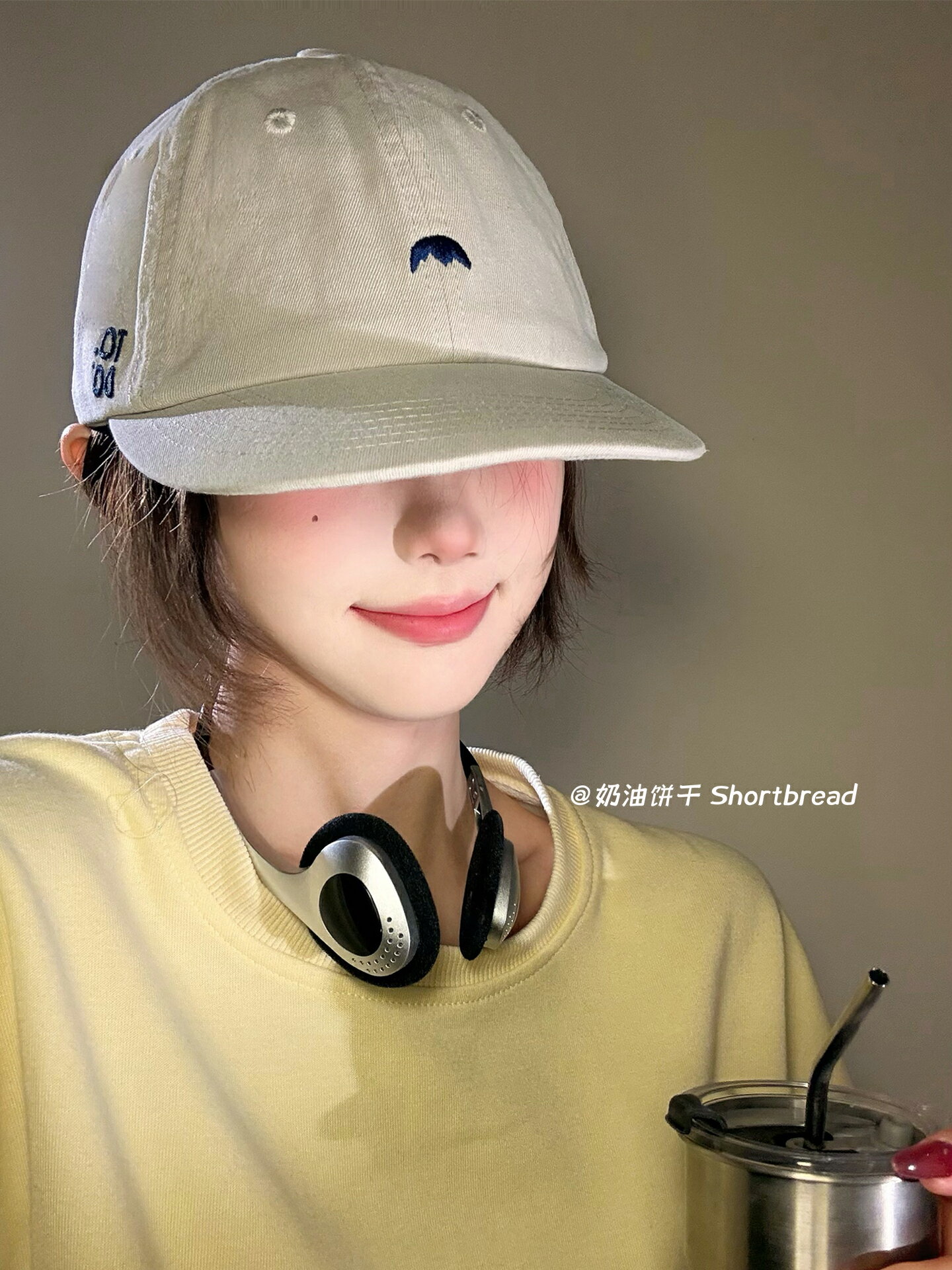 奶油餅乾韓版百搭刺繡字母棒球帽男女寬簷鴨舌帽遮陽大頭圍顯臉小