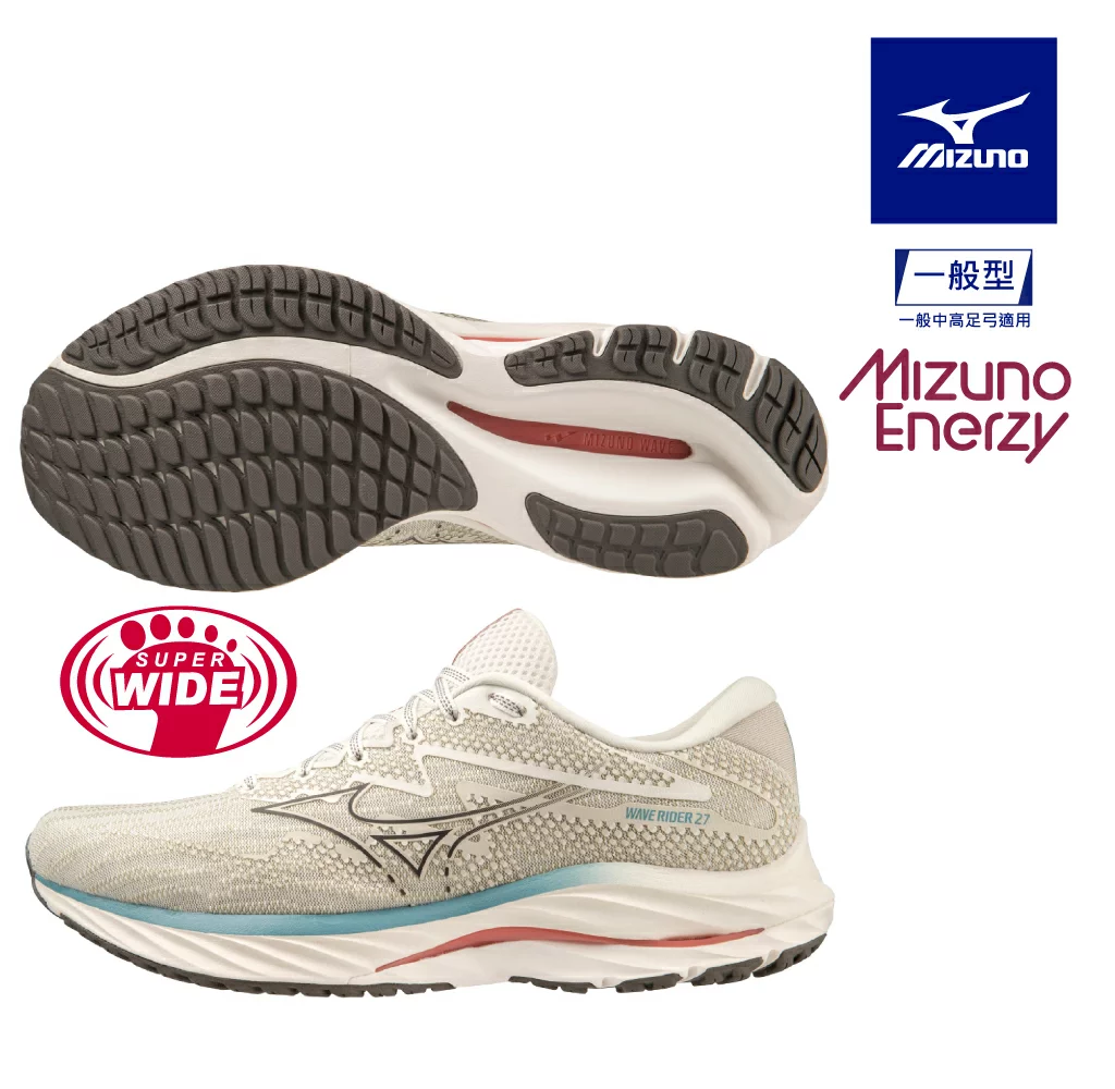 美津濃 MIZUNO WAVE RIDER 27 一般型超寬楦男款慢跑鞋 J1GC230406 1