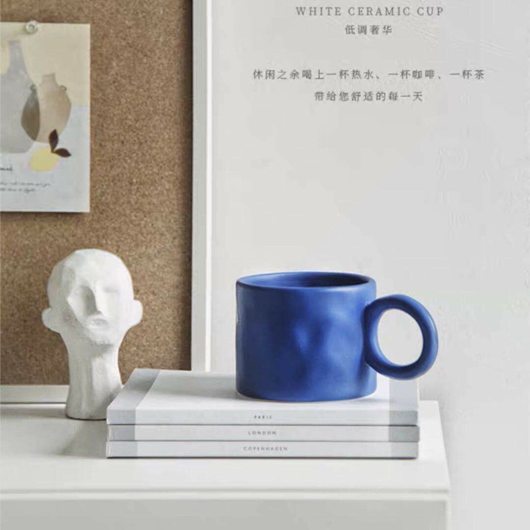 北歐創意陶瓷杯大耳朵馬克杯辦公室咖啡杯喝水杯簡約情侶杯子