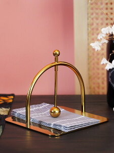 費靈家居現代金色鏡面金屬紙巾托餐巾架 樣板房餐桌用品奢華擺件