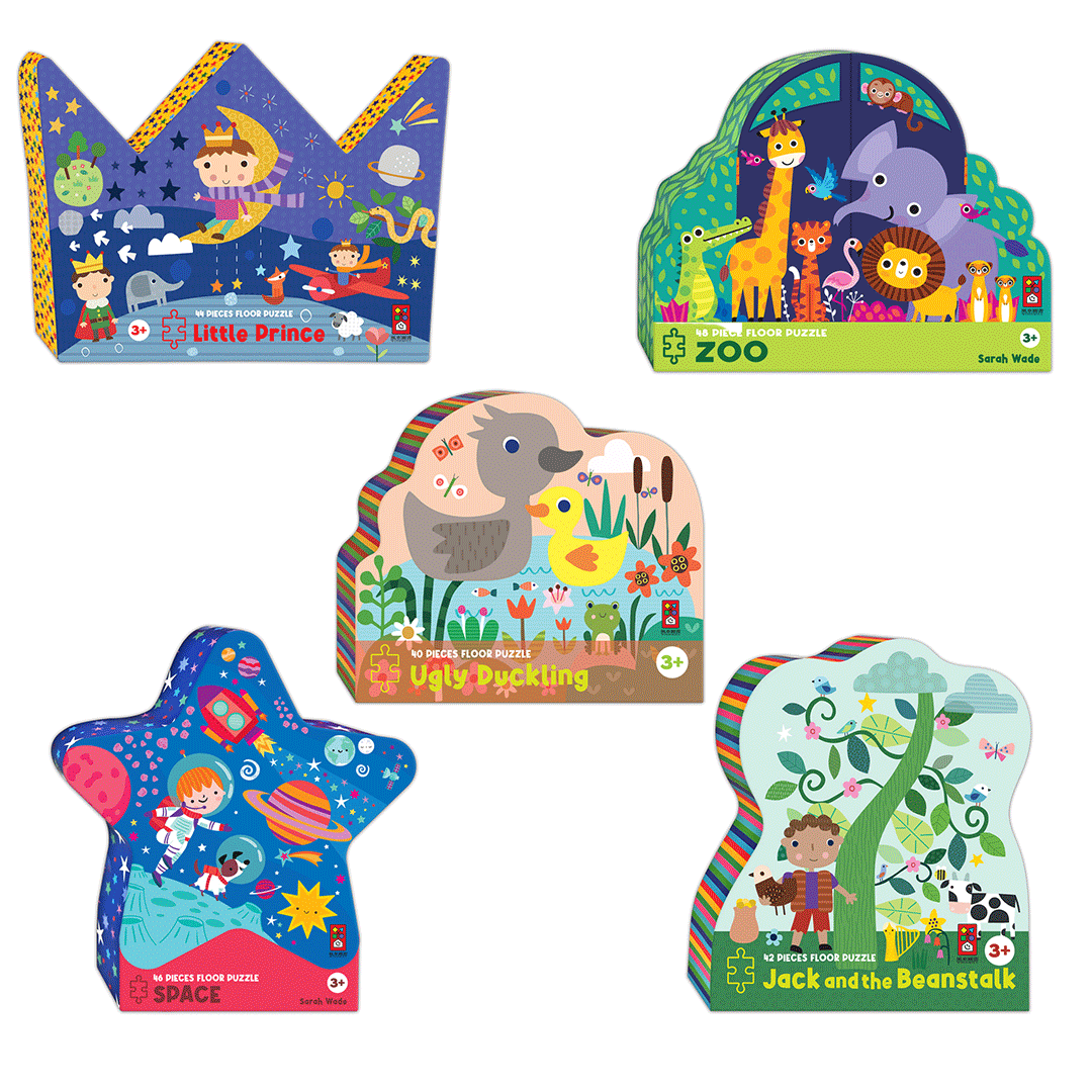 【風車圖書】造型大片拼圖屋-(醜小鴨/傑克與豌豆/動物園/太空/小王子)