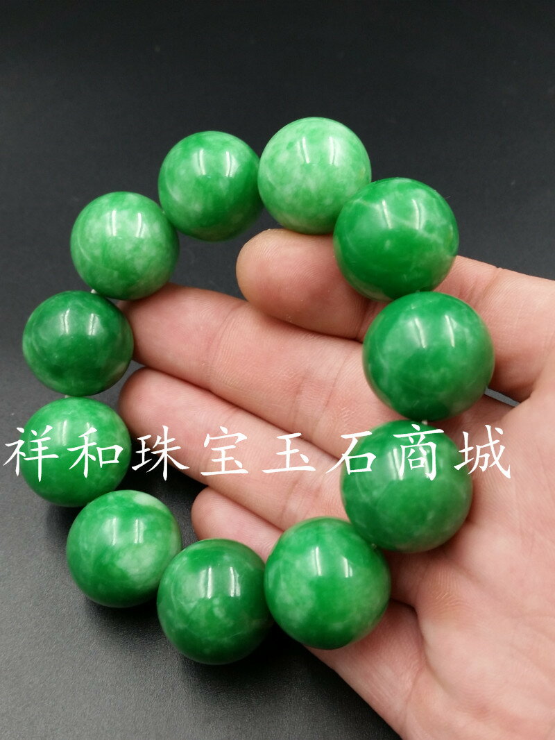 廠家直銷天然玉石緬甸翡翠玉2.0圓珠手鏈幹青圓珠手鏈手串