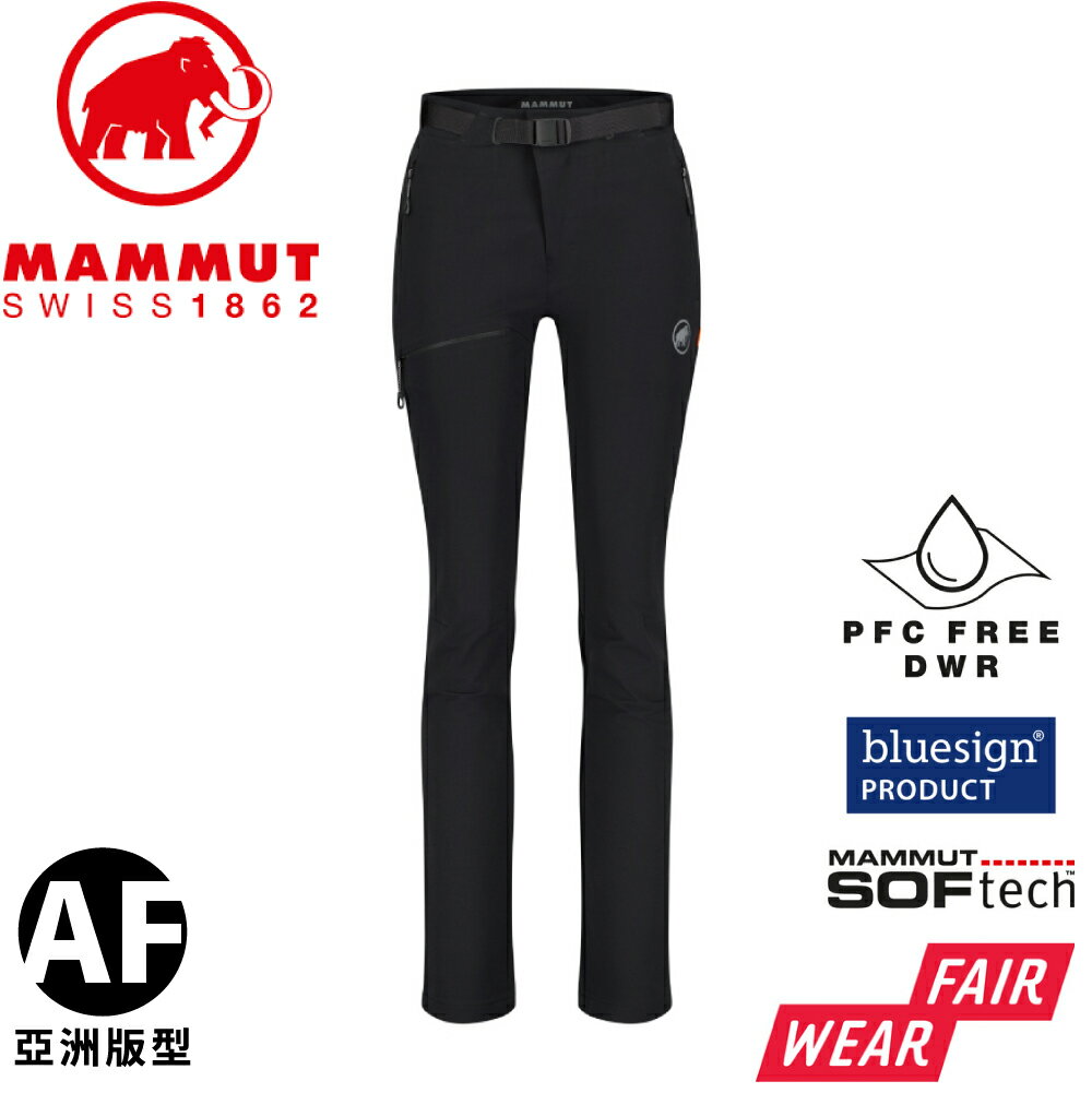 【MAMMUT 長毛象 女 Yadkin SO Pants AF 彈性耐磨防潑水長褲《黑/鈦金灰》】1021-00171