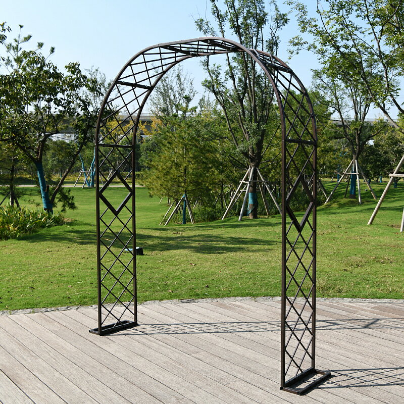 爬藤花架 攀爬架 花架 定製歐式鐵藝花園拱門花架爬藤架公園戶外鮮花月季庭院花門花支架『XY39361』 6