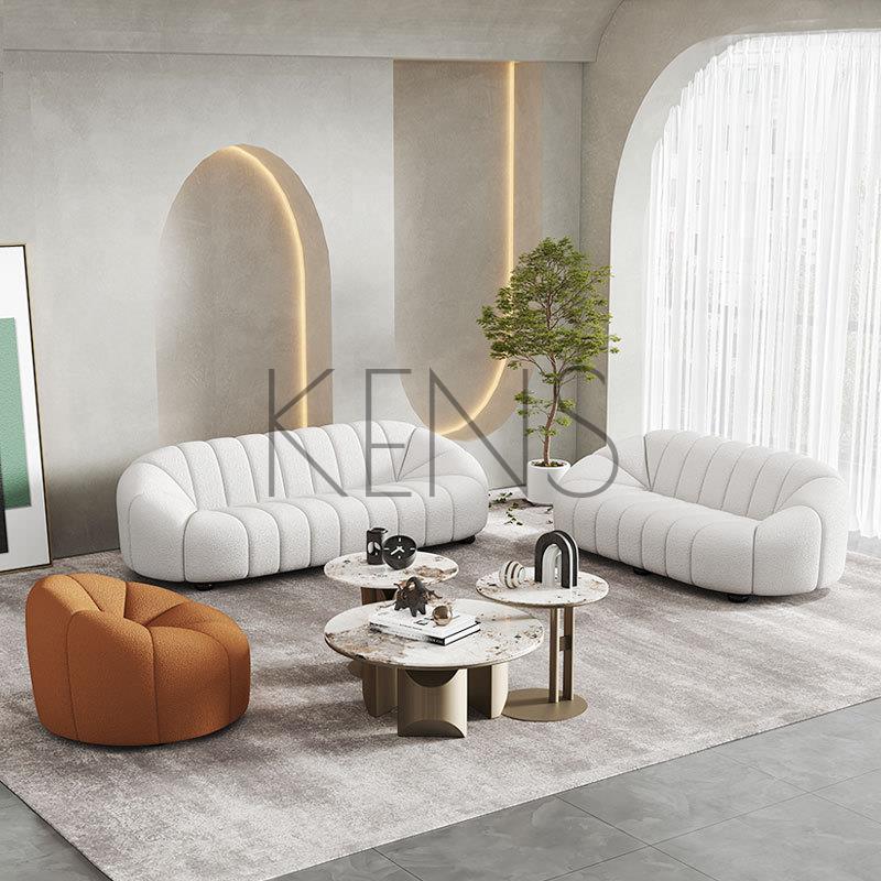 【KENS】沙發 沙發椅 意式輕奢布藝沙發弧形羊羔絨客廳組合大小戶型創意休閑設計師家具