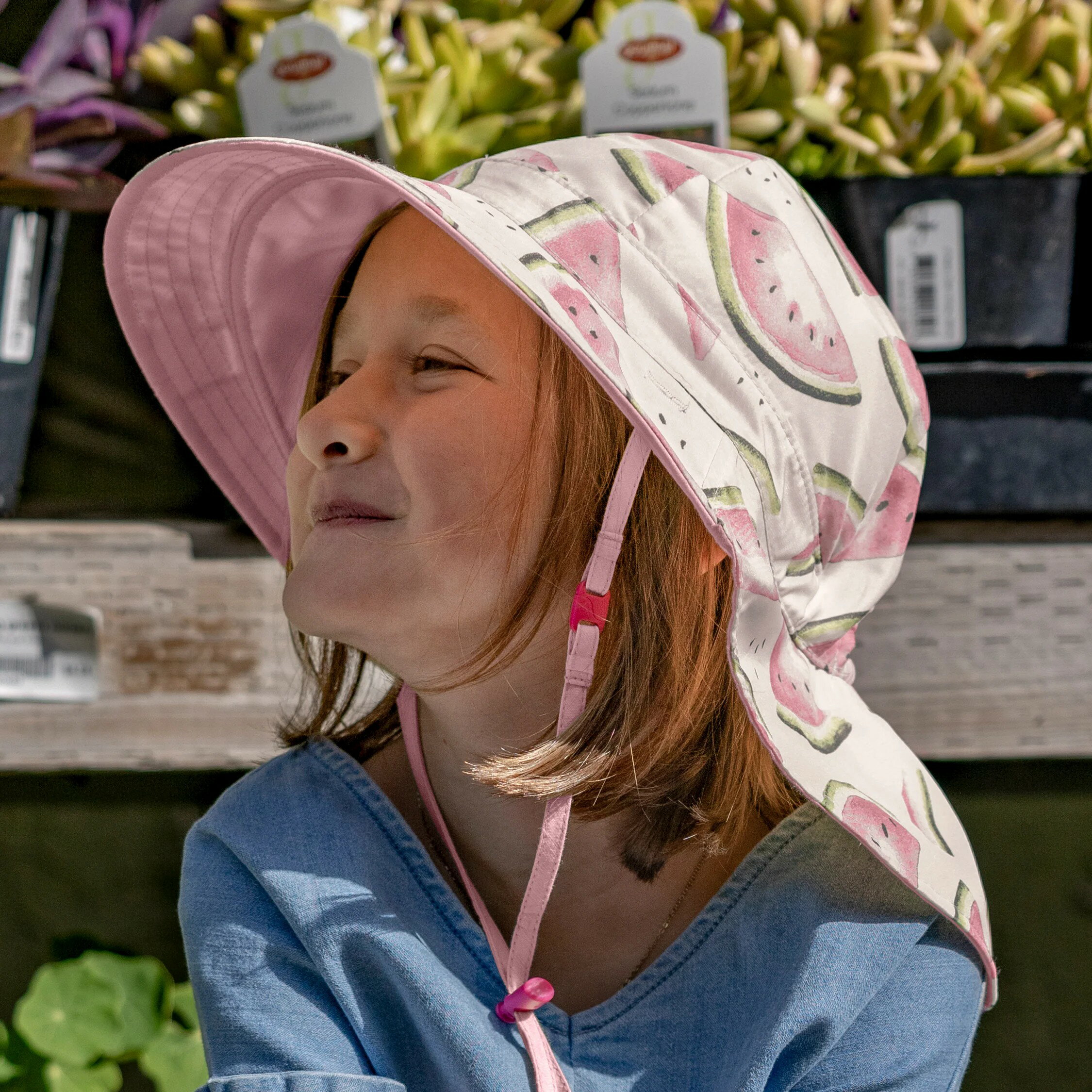 美國《Sunday Afternoons》Kids Natural Blend Cape 兒童 抗UV 可掀式雙面護頸帽 (西瓜粉紅)